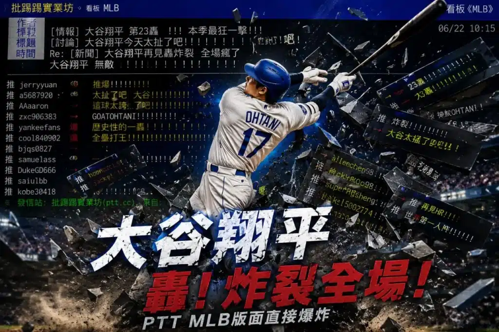 MLB PTT熱議大谷翔平全壘打表現,PTT棒球版討論區湧現大量球迷留言與賽事話題。